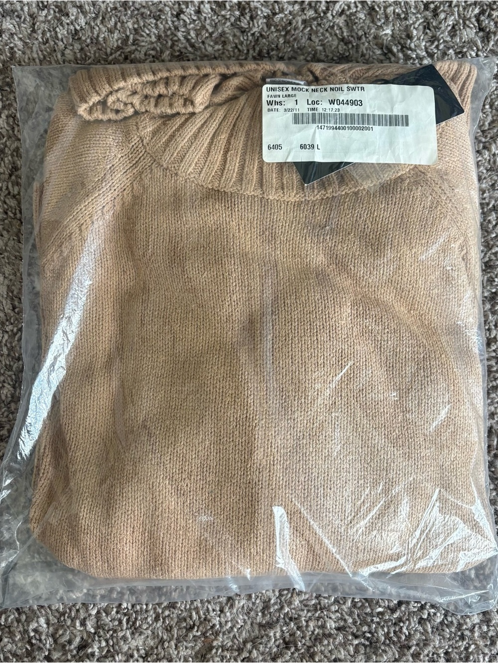 WinterSilks Unisex Fawn Silk Knit Pullover Sweater L Mock Neck - 100% silk